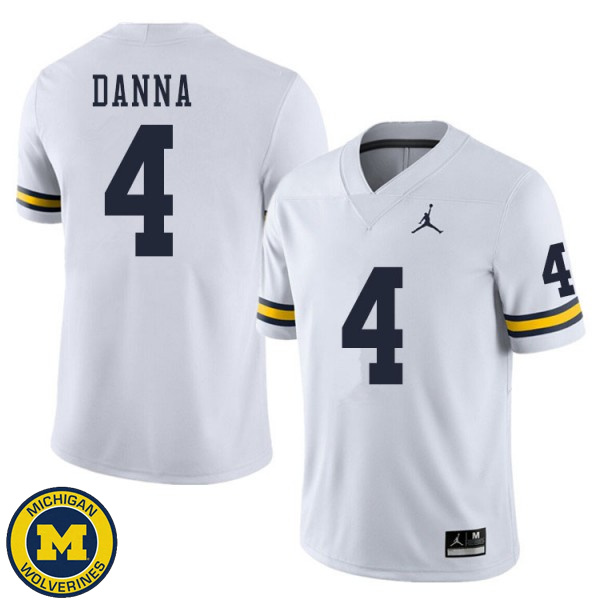 Men's Michigan Wolverines #4 Michael Danna White Player Football Jersey